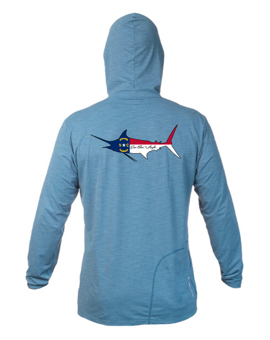 NC Marlin Flag Long Sleeve Hooded T-Shirt